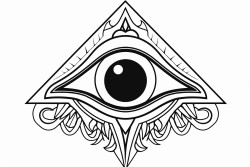 mystical eyeball with cool colors and shapes