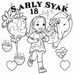 a coloring page that says happy 4th birthday skylar in the middle with unicorns