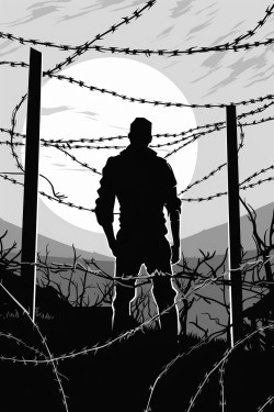 cover silhouette against dark 1980s romania barbed wire bold title patterns for coloring add depth and engagement