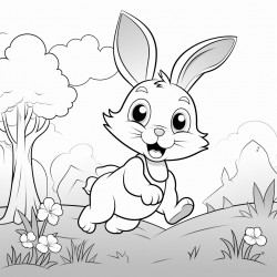 a rabbit running in the forest