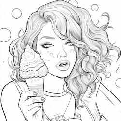 a cute girl eating ice cream