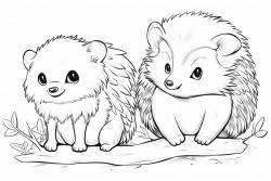 cute hedgehog and bald eagle