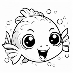 cute baby pufferfish with a happy expression and tiny fins