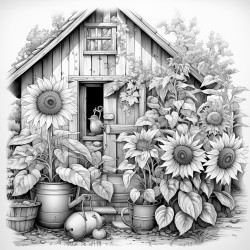 sunflowers in a barn