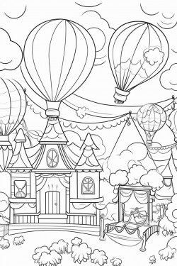 summer carnival scene with rides balloons and cotton candy