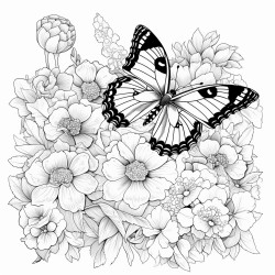 a red admiral butterfly in a garden of flowers