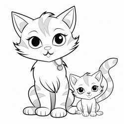 beautiful cute cat with kitten