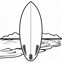 create a coloring page featuring a simple and boldlined image of a surf board with groovy style suitable for coloring
