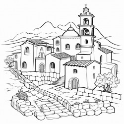 pueblo con fincas de caf y su iglesia