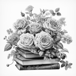 books and roses