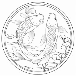 2 koi fish swimming in circle