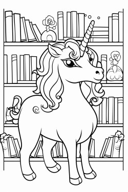 a unicorn in a library