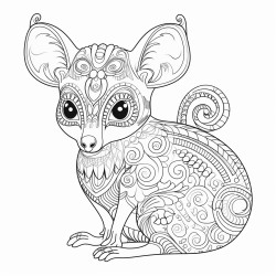 a java mousedeer with intricate pattern inside of it no color no shading medium line