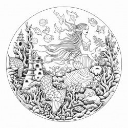 mermaids swimming among colorful coral reefs