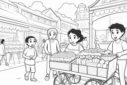 a food market with multicultural theme