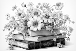 open books surronded by flowers