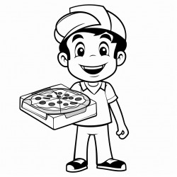 pizza man with pizza in an open pizza box