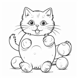 stress relief cat paying with a ball funny position