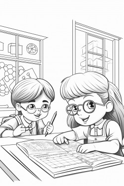 young children doing math assignment in classroom