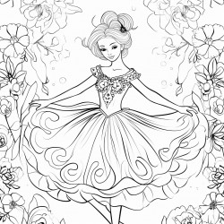 ballerina with a floral backdrop