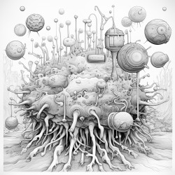 early earth a chemical soup of elements and biomolecules such as rna out of this emerges a bacteriophage