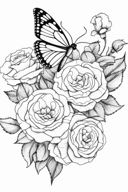 roses and buterflies