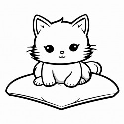 a cat resting on a cushion happily