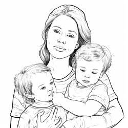 motherhood portrait of mama holding hands with a three year old boy and carrying a 6 month old boy