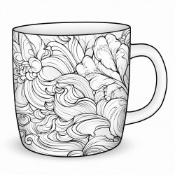 coffee mug upscaled  thick black outline