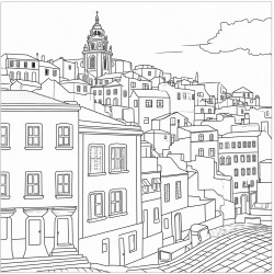 create a coloring page of lisbon city