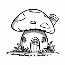 small cute cartoon whimsical house shaped like a mushroom