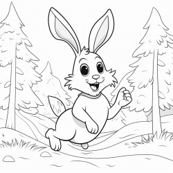a rabbit running in the forest