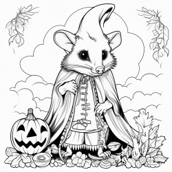 an opossum wearing a halloween costume