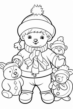 christmas snowman with animals in christmas clothes