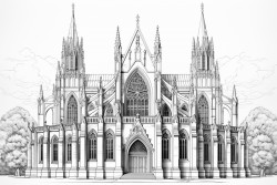 gothic cathedral with stained glass windows
