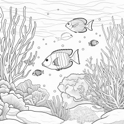 a calming coral reef with many types of tropical and rare fish