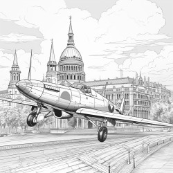 wartime spitfire aircraft flying over france