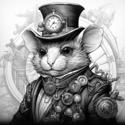 a steampunk mouse with a top hat