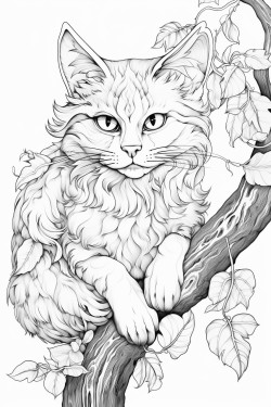 una gata subida en un rbol