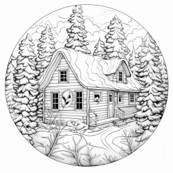 a cozy cabin in a snowy forest