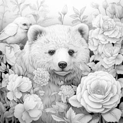 rose garden with animals in it