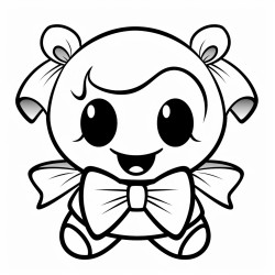 a happy ghost with a bow siple and bold