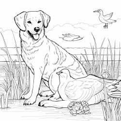 le chien berger australien court aprs un canard