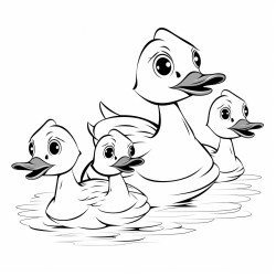 a duck with four babt duck