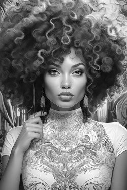 black woman with afro mosaic