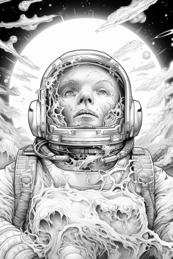 melting astronaut in space
