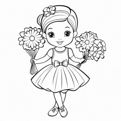 ballerina holding a bouquet of flowers