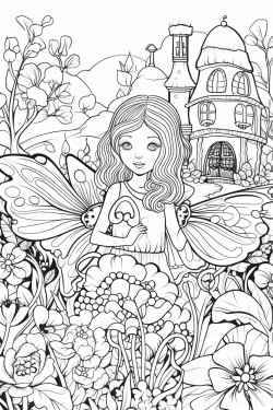 fairy and alien in whimsical garden