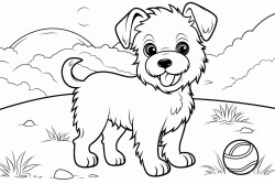 small dog playing ball on the park