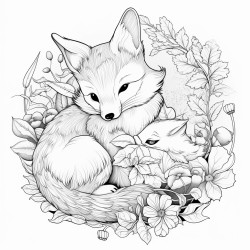 fox cuddling with a rabbit